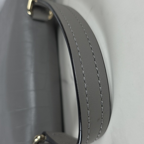 KATE SPADE GRAY BAG VARICK STREET ABBIE EXOTIC LEATHER SUEDE SATCHEL PURSE XBODY - Picture 10 of 16